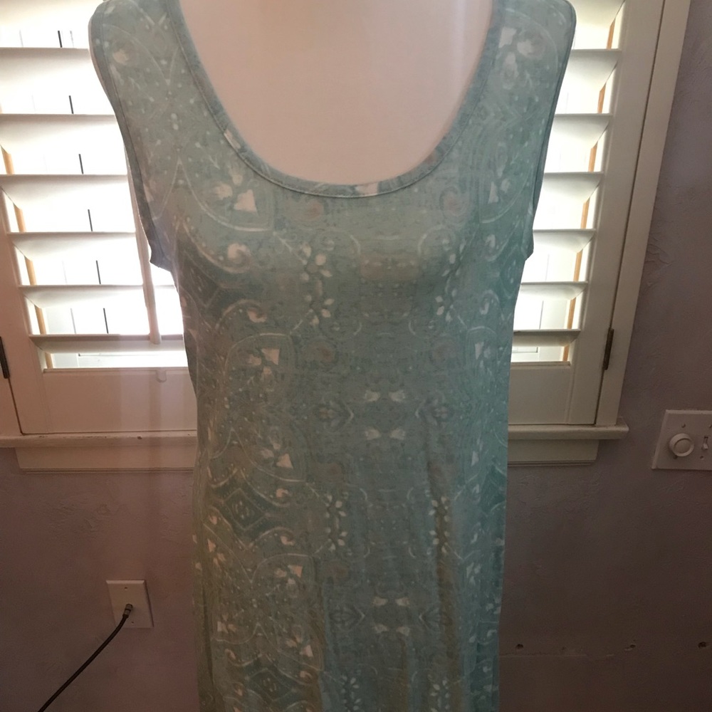 Light teal and blueish print tank dress. NWT